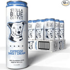 Stella Blue Espresso Sweet Cream Latte, 100% Colombian Coffee, 190mg Natural Caffeine, Good Source of Protein, Ready-to-Drink Coffee Energy Beverage, 11oz Can, 12 Pack