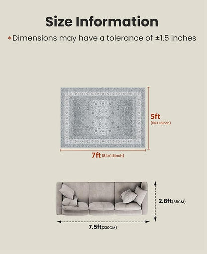 AMADA HOMEFURNISHING 5x7 Area Rugs, Washable Living Room Rug - Image 2