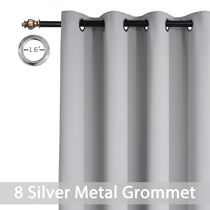 Yakamok Light Grey Room Darkening Curtains 96 inch Sliding Door Drapes | 1 - Image 2
