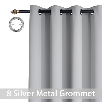 Yakamok Light Grey Room Darkening Curtains 96 inch Sliding Door Drapes | 1 - Image 2