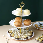 2 Pack of Large Plastic Dessert Stands, 3 Tier Cupcake Stand, 3 Tiered Serving Display Stand Reusable Pastry Dessert Tower Tray/Platter for Tea Party, Baby Shower and Wedding (White)