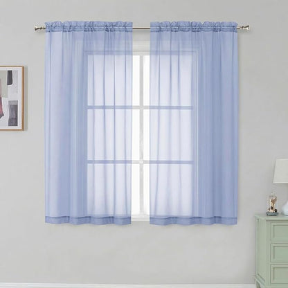 Simplebrand Rod Pocket Top Solid Voile Sheer Curtains by Simplebrand