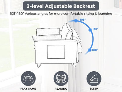 3-in-1 Convertible Sleeper Sofa Bed, 55 inch Small Couch - Image 7