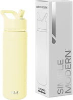 Simple Modern Water Bottle with Straw Lid | Vacuum Insulated Stainless Steel Metal | Reusable Leak Proof BPA-Free Cup for School | Summit Collection | 22oz, Buttercup