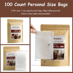 No Mess Cold Brew Coffee Filters - 100 Count Disposable Fine Mesh Brewing Bags for Concentrate/Iced Coffee Maker, French/Cold Press Kit, Hot Tea in Mason Jar or Pitcher, 4 x 6 Inches