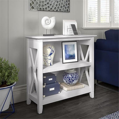 Bush Home Key West Small 2 Shelf Bookcase in Pure White Oak, Compact Home - Image 2
