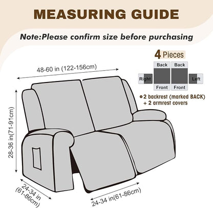 Gennia Recliner Loveseat Cover 4 Pieces, Waterproof Stretch Recliner Sofa - Image 4
