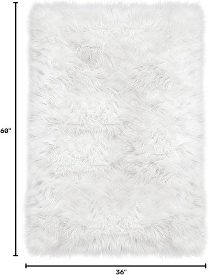 Latepis White Faux Fur Rug 3x5, Faux Sheepskin Rugs - Image 3