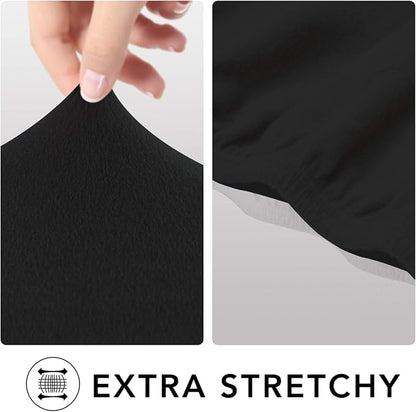 PureFit Stretch Couch Covers for Sofa 4 Seater Slipcovers Black | 1-Piece Sofa - Image 4