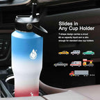SENDESTAR 40oz Water Bottle Wide Mouth Stainless Steel Vacuum Insulated Double Wall with 2 Straw Lids Fit in Any Car Cup Holder