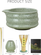 Artcome Matcha Bowl Set with Pouring Spout – Ceramic Chawan, Bamboo Whisk, Whisk Holder, Tea Scoop, and Matcha Manual – Traditional Japanese Tea Set