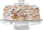 Cake Stand with Dome Cover, 6-in-1 Multi-Purpose Use, Cake Stand with Lid, Serving Platter, Punch Bowl, Desert Platter and More, BPA Free