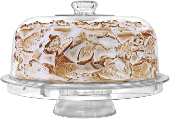 Cake Stand with Dome Cover, 6-in-1 Multi-Purpose Use, Cake Stand with Lid, Serving Platter, Punch Bowl, Desert Platter and More, BPA Free