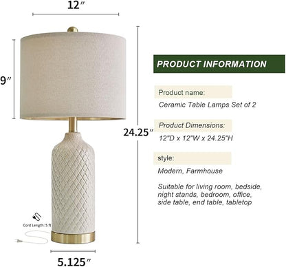 G-SAFAVA 24.25" Table Lamps Set of 2 Modern Ceramic Lamps - Image 6