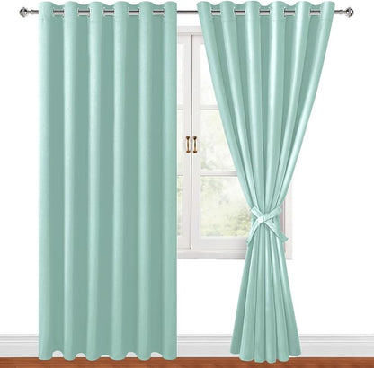 Room Darkening Curtains for Bedroom, 70 x 84 Inches, 2 Panels, Aqua | Thermal by Hiasan