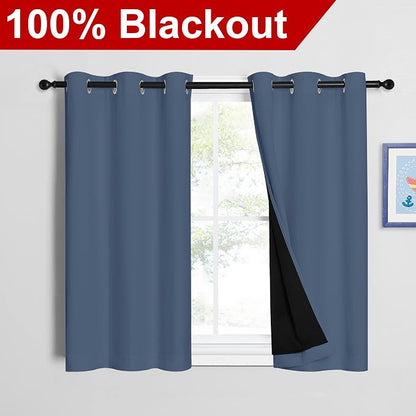 NICETOWN Stone Blue 100% Blackout Curtains - Image 2