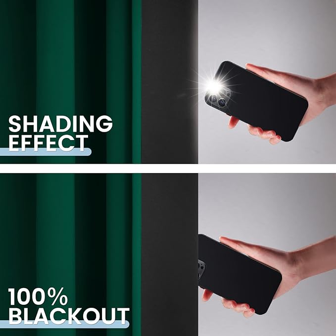 SimpleHome Dark Green 100% Blackout Curtains Room Darkening Living Room 36 | - Image 4