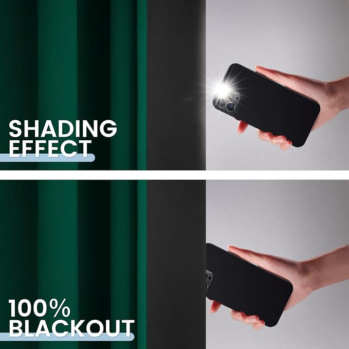 SimpleHome Dark Green 100% Blackout Curtains Room Darkening Living Room 84 | - Image 4