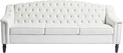 LEVNARY Mid-Century Modern Velvet Sofa, Chesterfield Couch Sleeper Settee - Image 8