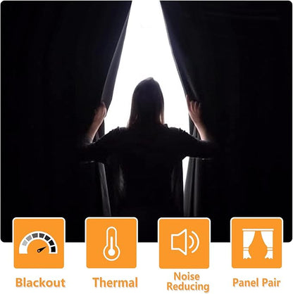 Short Blackout Curtains for Bedroom, 38 x 45 Inch | Thermal Insulated & Light - Image 2