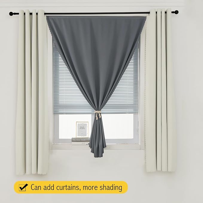 Room Darkening Curtains with Adhesive Backing Tool Free Hanging Window Drapes - Image 8