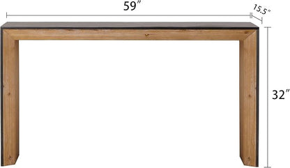 59" Wood Console Table for Entryway, Modern Sofa Table Behind Couch - Image 2