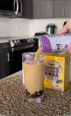 Twrl Brown Sugar Boba Bubble Tea Toppings - Taiwanese Boba Pearls, Cafe-Style Tapioca Milk Tea Topping, Instant - Perfect for Milk Tea and Coffee, Gluten-Free, Plant-Based - Pack of 6 Single Servings