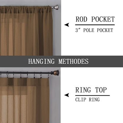 Tollpiz Sheer Curtain Linen Textured Living Room Curtains Sheer Light Filtering - Image 5