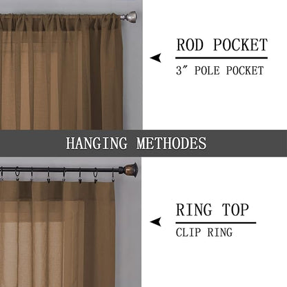 Tollpiz Short Sheer Tier Curtains Linen Textured Half Kitchen Curtain Sheers - Image 5