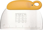 Bench Scraper for Bread, Stainless Steel Dough Cutter and Scraper Double Sided Scale Metal Food Scraper Chopper Kitchen Baking Tool for Cake Pastry, with Plastic Grip