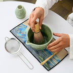 Matcha Set, 7 Pieces, Matcha Bowl with Spout, Whisk, Holder, Bamboo Scoop, Stainless Steel Sifter Matcha color