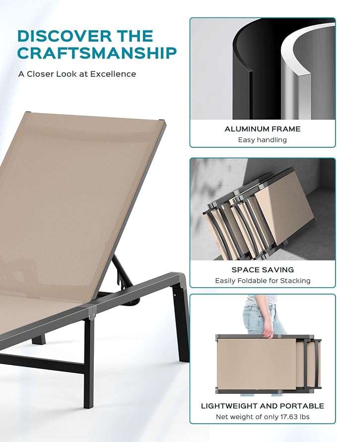 Aluminum Chaise Lounge Ourdoor - Image 5