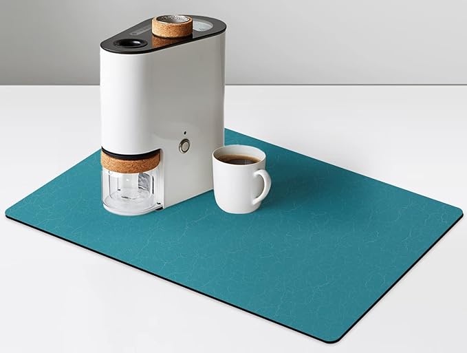 GOLENER Coffee Mat - Hide Stain Rubber Backed Absorbent Dish Drying Mat for Kitchen Counter- Bar Accessories Fit Under Coffee Maker Machine Cafe Pot Espresso Machine Dish Rack