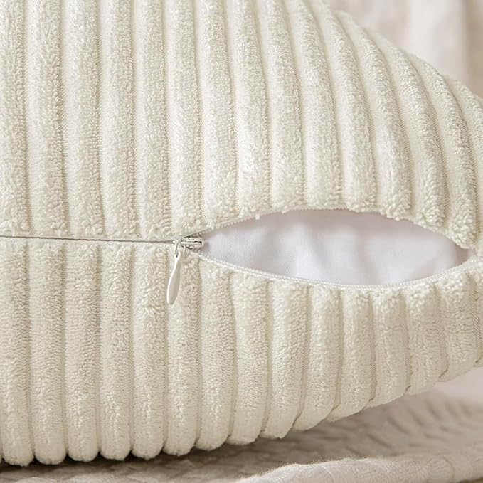 MIULEE Cream White Decorative Lumbar Throw Pillow Covers 12x20 Inch 2 Pack | - Image 5