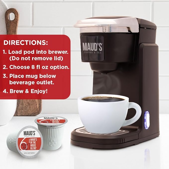 Maud's Medium Roast Coffee Pods, 50ct, Recyclable Single Serve Pods – 100% Arabica Coffee, Compatible with Keurig K Cups Maker