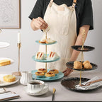 Sweejar 3 Tier Ceramic Cake Stand Wedding, Dessert Cupcake Stand for Tea Party Serving Platter (Turquoise)