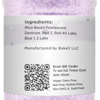 Bakell Lilac Purple Tinker Dust - (45g 1x Shaker Jar) | Add Elegance to Your Baking and Beverages with Edible Glitter!