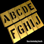 Deezio Brass Letter and Number Stencils - 3 Inch Interlocking Alphabet Set - 46 Pieces