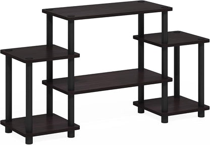 Furinno Turn-N-Tube No Tools Entertainment Center, Square corner, Dark Walnut - Image 5