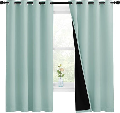 NICETOWN Aqua Blue 100% Blackout Lined Curtains, 2 Thick Layers Completely by NICETOWN
