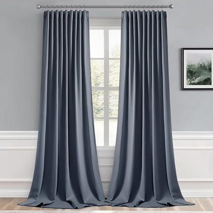MIULEE Stone Blue Back Tab Blackout Curtains 52x108 Inch Long 2 Panels Set | - Image 9