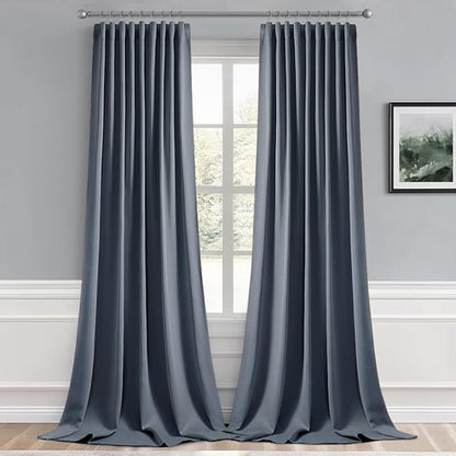 MIULEE Stone Blue Back Tab Blackout Curtains 52x120 Inch Long 2 Panels Set | - Image 9