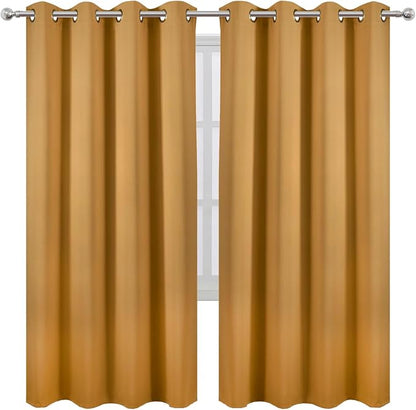 Mustard Yellow Thermal Blackout Curtains/52 x 72 Inch/Set of 2 Panels Room - Image 2