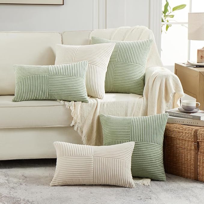 Fancy Homi 2 Packs Sage Green Lumbar Decorative Throw Pillow Covers 12x20 Inch - Image 6