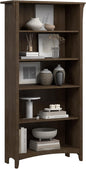Bush Home Salinas 5 Shelf Bookcase in Ash Brown, Tall Bookshelf, Large Book by BushHome
