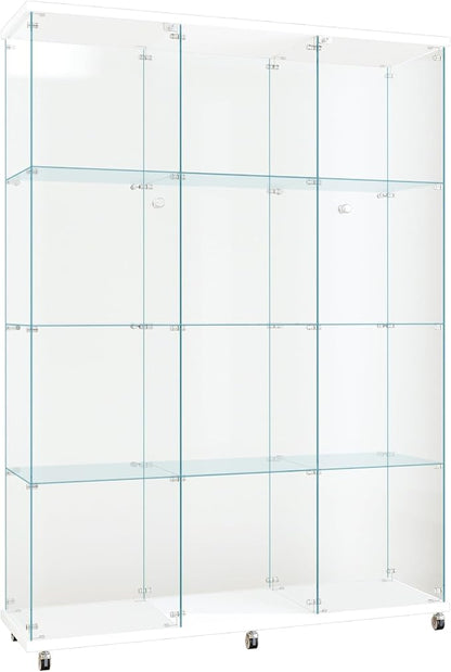 FLYMUHJIA Curio Cabinets with Glass Doors Modern Glass Shelves Tempered Glass by FLYMUHJIA