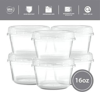 (16 Ounce 20 Pack) Clear Twist cap ContainersWith Screw on Lids Twist Top Food Storage Freezer Containers