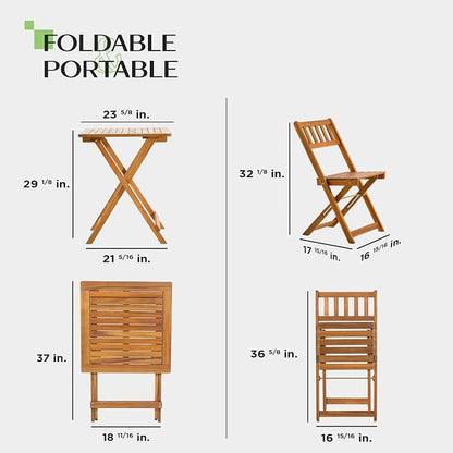 IDZO Heavy Duty 400lbs Capacity Patio Bistro Sets, 3 Piece Outdoor Folding - Image 4