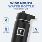 IRON °FLASK Camping & Hiking Hydration Flask with 3 Lids - Stainless Steel, Double Walled & Vacuum Insulated Water Bottle - Leak Proof & BPA Free (Fire Red, Straw - 22 oz)