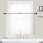 White Sheer Curtains 36 Inch Length Kitchen Tiers Short Voile Drapes Solid by OVZME